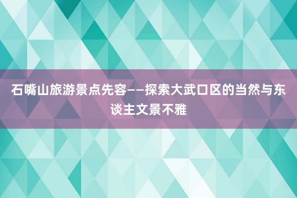 石嘴山旅游景点先容——探索大武口区的当然与东谈主文景不雅